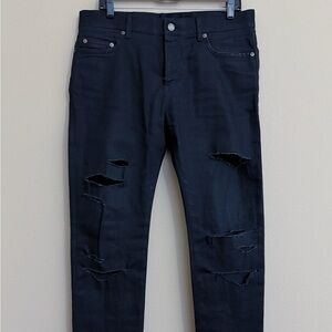 Saint Laurent Paris Jeans 32 Skinny Black Distressed Ripped Japan Hedi Slimane